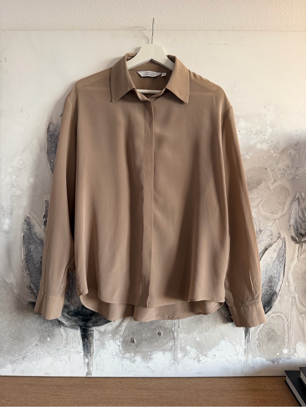 & Other Stories Taupe Lightweight Silk Shirt